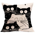 China Black and white cat linen cushion cover Manufactory